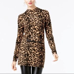 NWT Cheetah belted tunic sweater